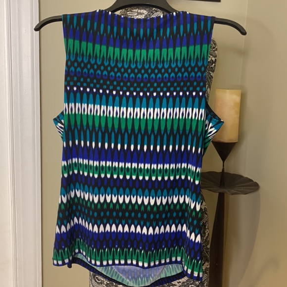 EUC Calvin Klein Blue/Green Printed Suit Top, Large - Picture 2 of 6